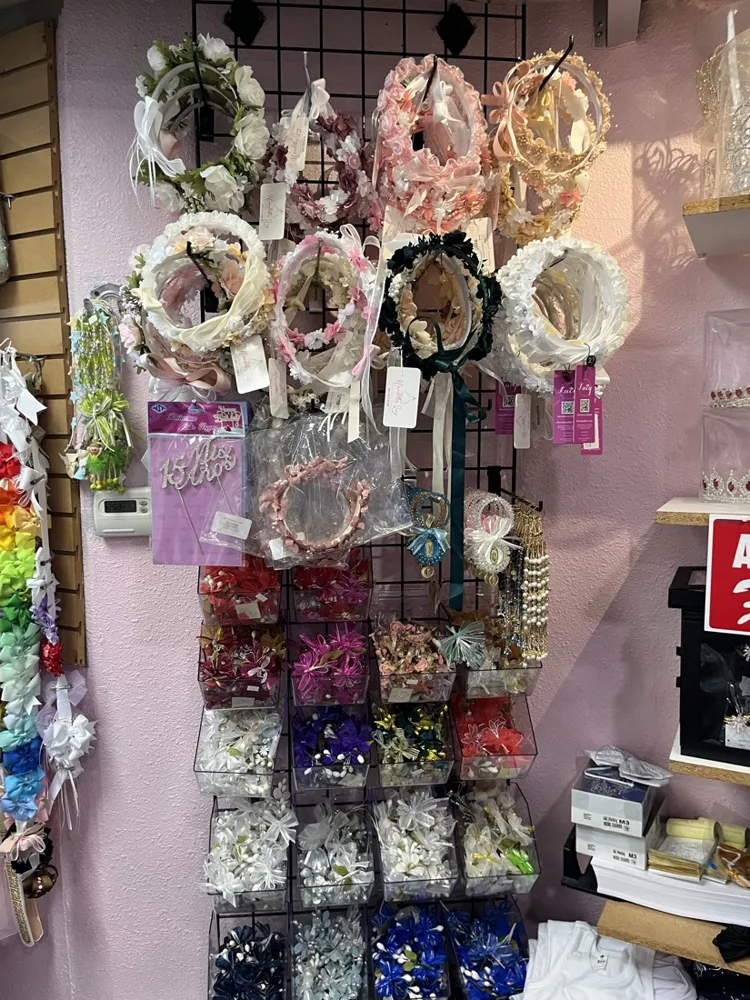 Flower crowns and hair pieces on display